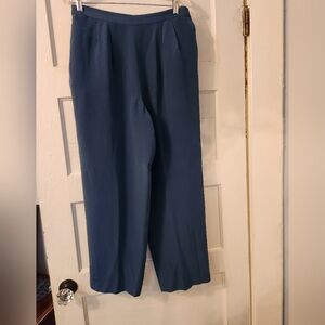Talbots Vintage Dress Pants, Blue, 100% Silk Fully Lined, Size 10P Petite READ